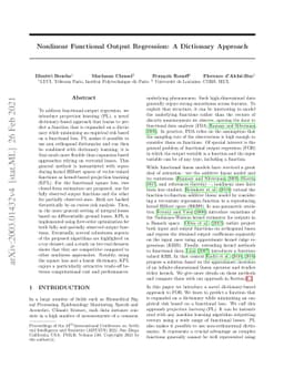 Nonlinear Functional Output Regression: a Dictionary Approach