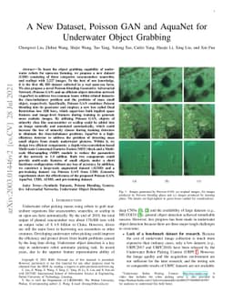 A New Dataset, Poisson GAN and AquaNet for Underwater Object Grabbing