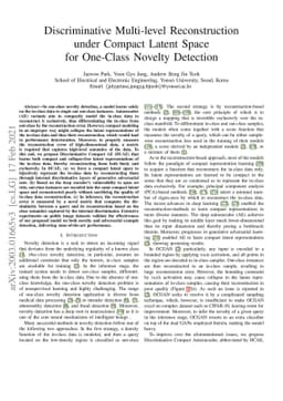 Discriminative Multi-level Reconstruction under Compact Latent Space for
  One-Class Novelty Detection