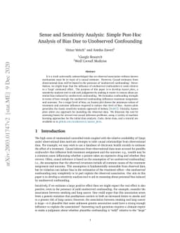 Sense and Sensitivity Analysis: Simple Post-Hoc Analysis of Bias Due to
  Unobserved Confounding