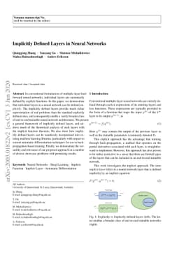 Implicitly Defined Layers in Neural Networks