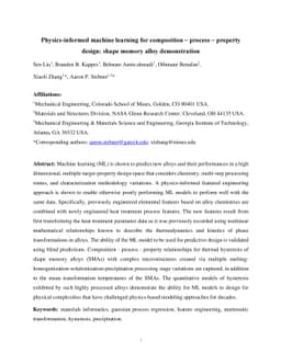 Physics-informed machine learning for composition-process-property alloy
  design: shape memory alloy demonstration