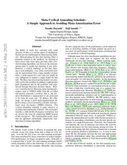 Meta Cyclical Annealing Schedule: A Simple Approach to Avoiding
  Meta-Amortization Error