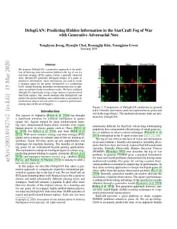 DefogGAN: Predicting Hidden Information in the StarCraft Fog of War with
  Generative Adversarial Nets