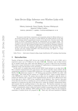 Joint Device-Edge Inference over Wireless Links with Pruning