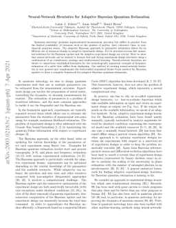 Neural-Network Heuristics for Adaptive Bayesian Quantum Estimation