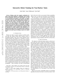 Interactive Robot Training for Non-Markov Tasks