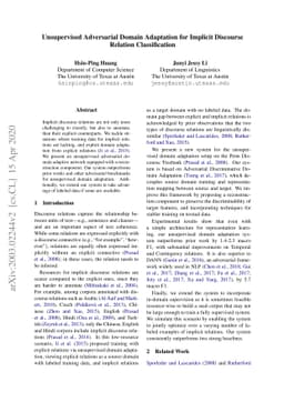 Unsupervised Adversarial Domain Adaptation for Implicit Discourse
  Relation Classification