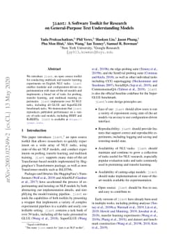 jiant: A Software Toolkit for Research on General-Purpose Text
  Understanding Models