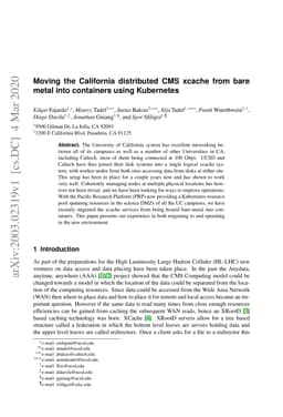 Moving the California distributed CMS xcache from bare metal into
  containers using Kubernetes