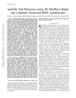 mmFall: Fall Detection using 4D MmWave Radar and a Hybrid Variational
  RNN AutoEncoder
