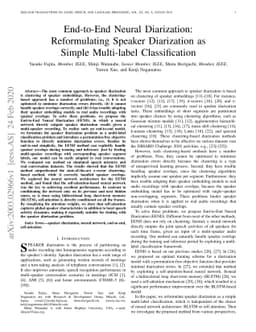 End-to-End Neural Diarization: Reformulating Speaker Diarization as
  Simple Multi-label Classification
