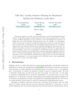 LSF-Join: Locality Sensitive Filtering for Distributed All-Pairs Set
  Similarity Under Skew