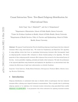 Causal Interaction Trees: Tree-Based Subgroup Identification for
  Observational Data