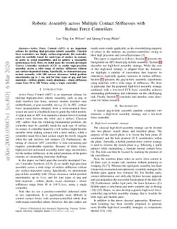 Robotic Assembly across Multiple Contact Stiffnesses with Robust Force
  Controllers