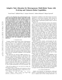 Adaptive Task Allocation for Heterogeneous Multi-Robot Teams with
  Evolving and Unknown Robot Capabilities