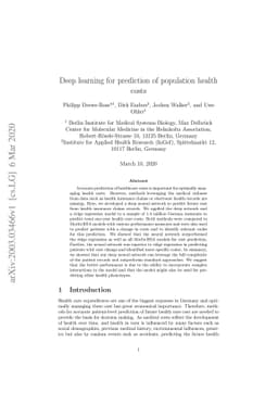Deep learning for prediction of population health costs