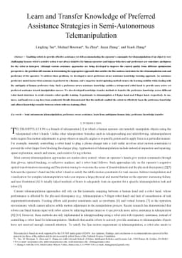 Learn and Transfer Knowledge of Preferred Assistance Strategies in
  Semi-autonomous Telemanipulation