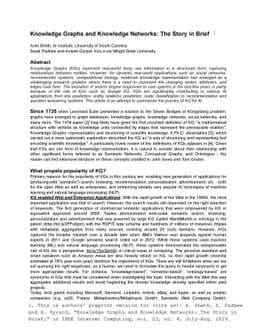Knowledge Graphs and Knowledge Networks: The Story in Brief