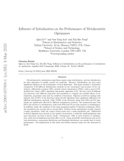 Influence of Initialization on the Performance of Metaheuristic
  Optimizers