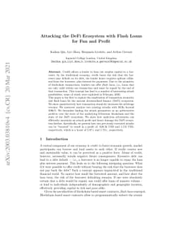 Attacking the DeFi Ecosystem with Flash Loans for Fun and Profit