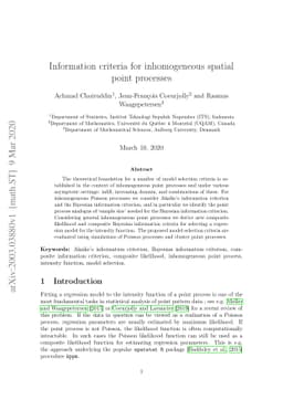Information criteria for inhomogeneous spatial point processes