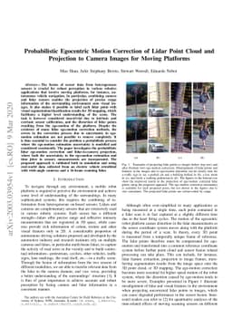 Probabilistic Egocentric Motion Correction of Lidar Point Cloud and
  Projection to Camera Images for Moving Platforms
