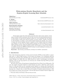 Wide-minima Density Hypothesis and the Explore-Exploit Learning Rate
  Schedule
