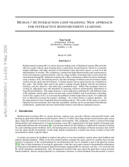 Human AI interaction loop training: New approach for interactive
  reinforcement learning