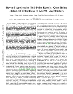 Beyond Application End-Point Results: Quantifying Statistical Robustness
  of MCMC Accelerators