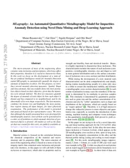 MLography: An Automated Quantitative Metallography Model for Impurities
  Anomaly Detection using Novel Data Mining and Deep Learning Approach