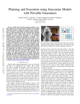 Planning and Execution using Inaccurate Models with Provable Guarantees