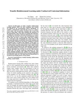 Transfer Reinforcement Learning under Unobserved Contextual Information