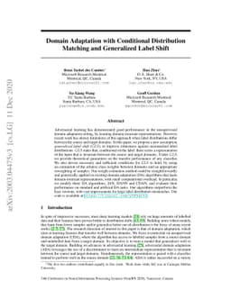 Domain Adaptation with Conditional Distribution Matching and Generalized
  Label Shift