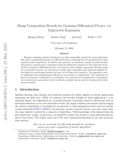 Sharp Composition Bounds for Gaussian Differential Privacy via Edgeworth
  Expansion