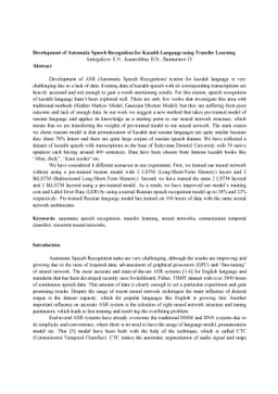 Development of Automatic Speech Recognition for Kazakh Language using
  Transfer Learning