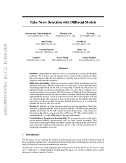Fake News Detection with Different Models