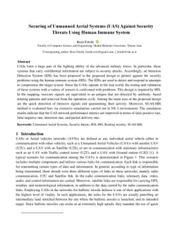 Securing of Unmanned Aerial Systems (UAS) against security threats using
  human immune system