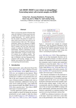 Adv-BERT: BERT is not robust on misspellings! Generating nature
  adversarial samples on BERT