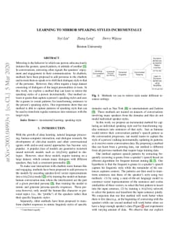 Learning to mirror speaking styles incrementally
