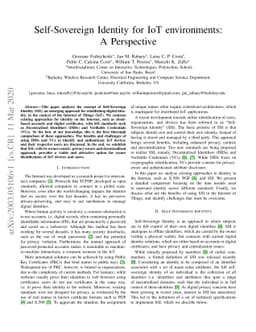 Self-Sovereign Identity for IoT environments: A Perspective