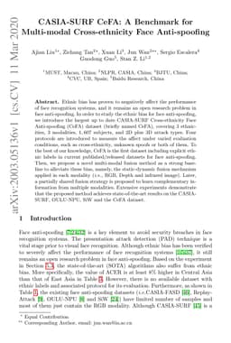 CASIA-SURF CeFA: A Benchmark for Multi-modal Cross-ethnicity Face
  Anti-spoofing