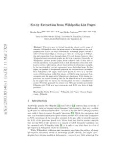 Entity Extraction from Wikipedia List Pages