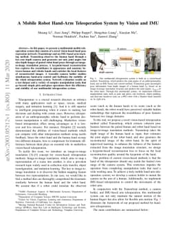 A Mobile Robot Hand-Arm Teleoperation System by Vision and IMU