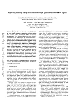 Bypassing memory safety mechanisms through speculative control flow
  hijacks
