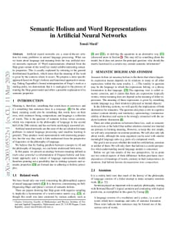 Semantic Holism and Word Representations in Artificial Neural Networks