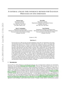 Linear-time inference for Gaussian Processes on one dimension