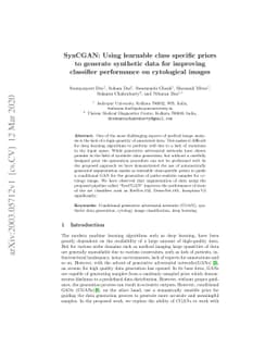 SynCGAN: Using learnable class specific priors to generate synthetic
  data for improving classifier performance on cytological images