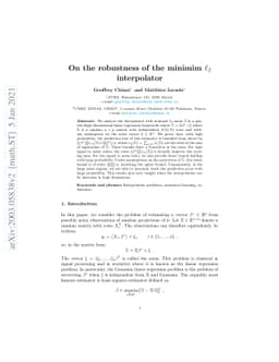 On the robustness of the minimum $\ell_2$ interpolator