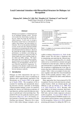 Local Contextual Attention with Hierarchical Structure for Dialogue Act
  Recognition